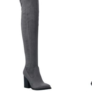 Marc Fisher Womens Gray Pointed Toe Onyse Over the Knee Boots 8 M